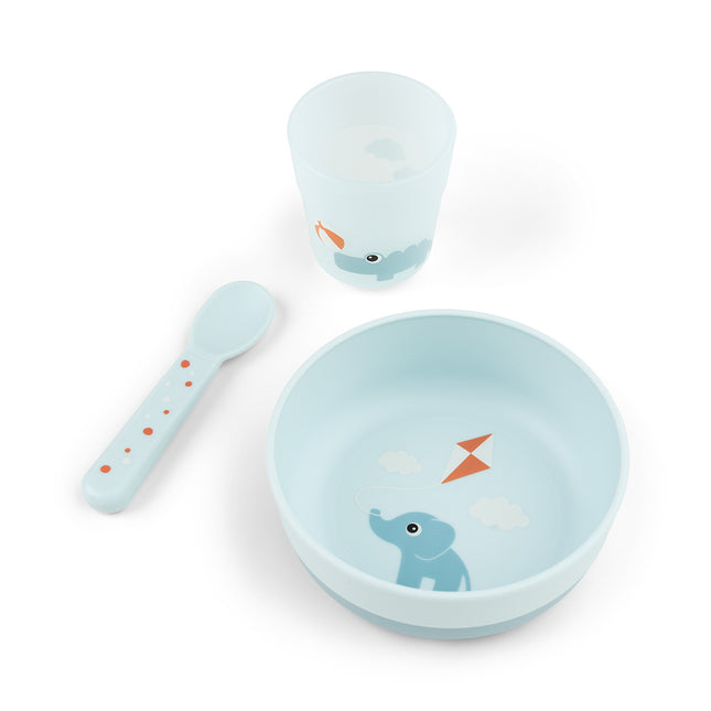 Done by Deer Set di stoviglie per bambini Playgrond Blue, confezione da 3