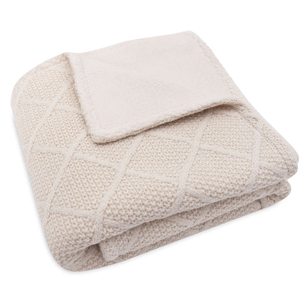 Coperta Jollein Check Knit Oatmeal/Teddy Fleece 75 X 100 Cm