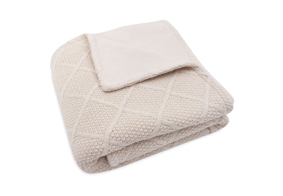 Coperta da letto Jollein Check Knit Oatmeal/Teddy Fleece 100 X 150 Cm