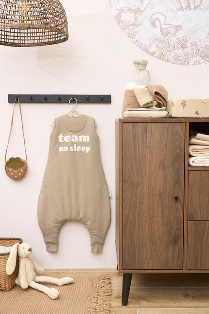 Meyco Baby Slub con applicazione Team No Sleep Salopette invernale per bambini Taupe/Offwhite