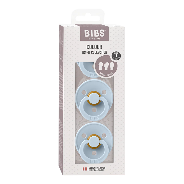 Tettarella BIBS Taglia 1 Scatola di prova Baby Blue