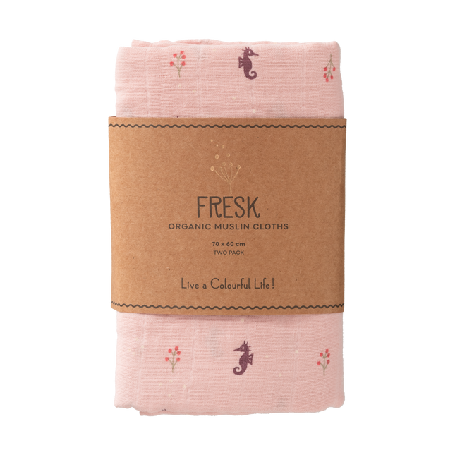 Fresk Swaddle set 2 pezzi. 70x60 cm Cavalluccio marino