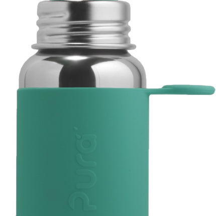 Bottiglia sportiva Pura in acciaio inox 550 ml + tappo sportivo alla menta + custodia alla menta