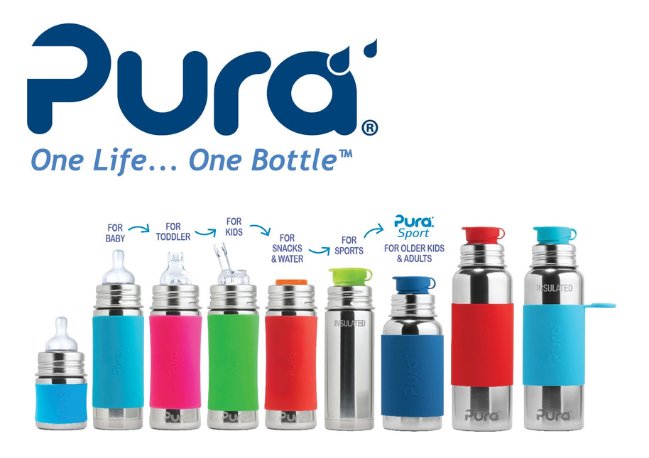 Pura sportfles RVS 550 ml + mint sportdop + mint sleeve