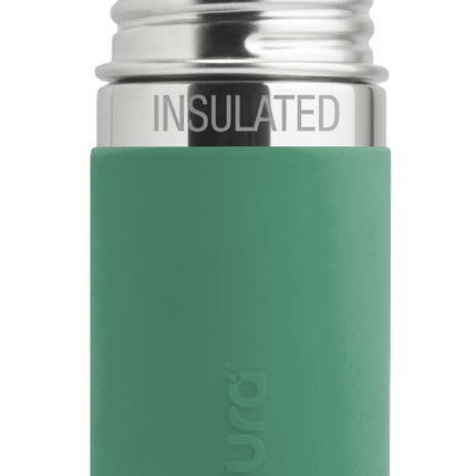 Pura thermos rietjesfles RVS 260 ml + silicone rietje + silicone reisdop + mint sleeve