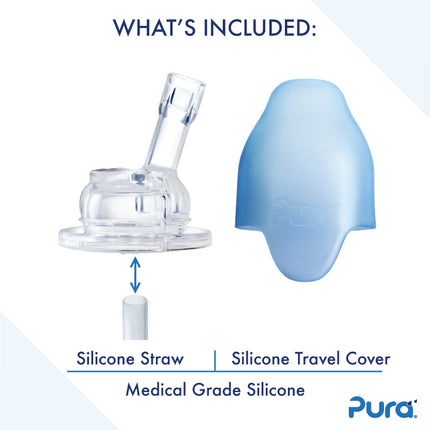 Pura straw bottle in acciaio inox 325 ml + cannuccia in silicone + tappo da viaggio in silicone + custodia unicorno