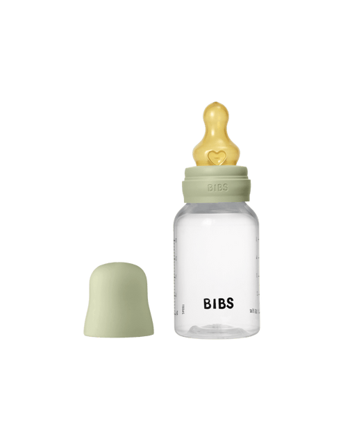 BIBS Baby Bottle Round Latex 1 pack 150 ml Slow Flow Sage - BIBS - Babywinkel - 5713795265350