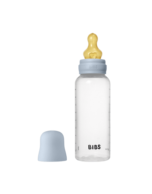 BIBS Baby Bottle Round Latex 1 pack 270 ml Medium Flow Baby Blue - BIBS - Babywinkel - 5713795265367