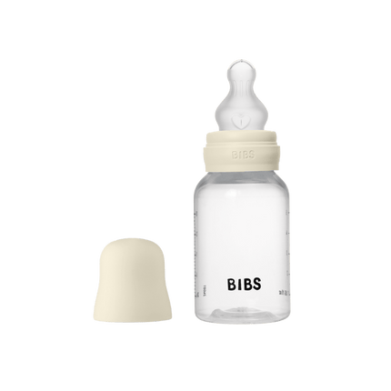 BIBS Baby Bottle Round Silicone 1 pack 150 ml Slow Flow Ivory - BIBS - Babywinkel - 5713795265442