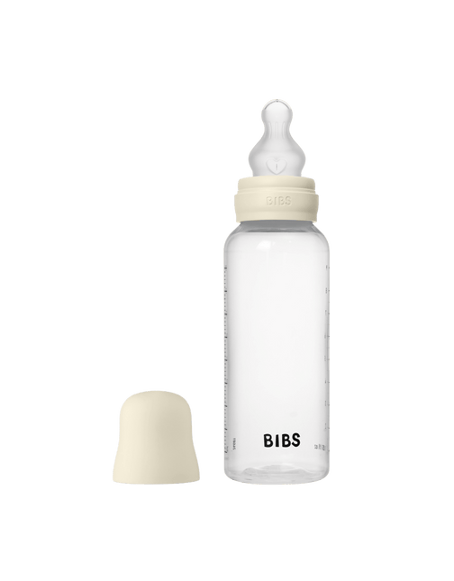 BIBS Baby Bottle Round Silicone 1 pack 270 ml Medium Flow Ivory - BIBS - Babywinkel - 5713795265480