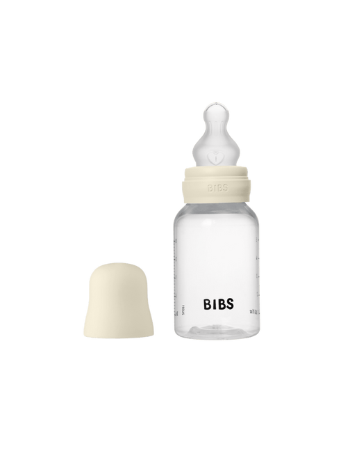 BIBS Baby Bottle Round Silicone 2 pack 150 ml Slow Flow Ivory - BIBS - Babywinkel - 5713795265503