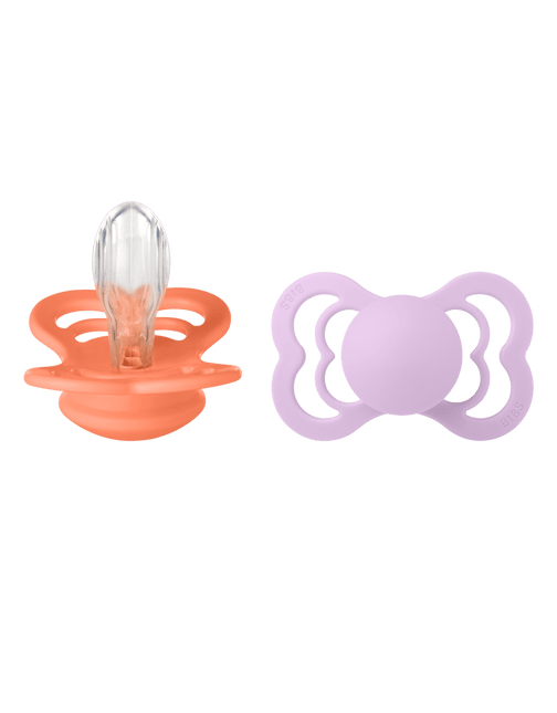 BIBS Speen Maat 1 Silicone Supreme Papaya/Violet Sky 2st - BIBS - Babywinkel - 5713795230310