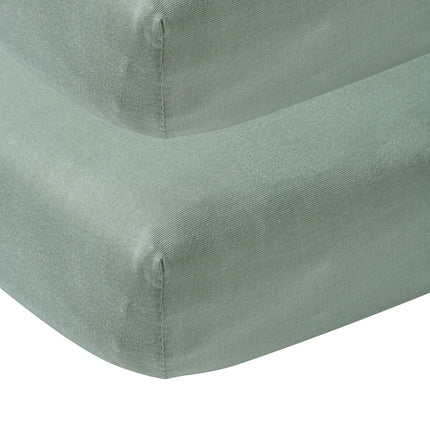 Meyco Lenzuolo a pieghe Jersey Verde Pietra 70x140/150 cm 2 pezzi