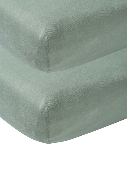 Meyco Lenzuolo a pieghe Jersey Verde Pietra 70x140/150 cm 2 pezzi