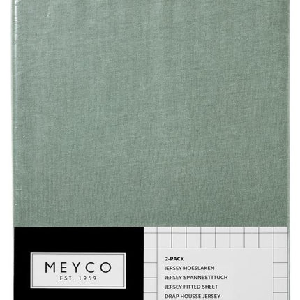 Meyco Lenzuolo a pieghe Jersey Verde Pietra 60x120cm 2 pezzi