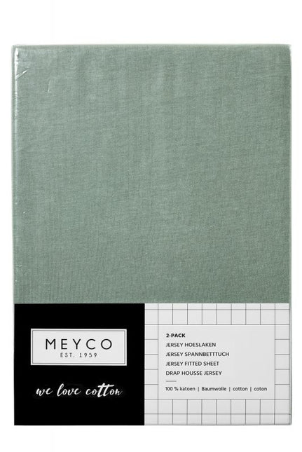 Meyco Lenzuolo a pieghe Jersey Verde Pietra 60x120cm 2 pezzi