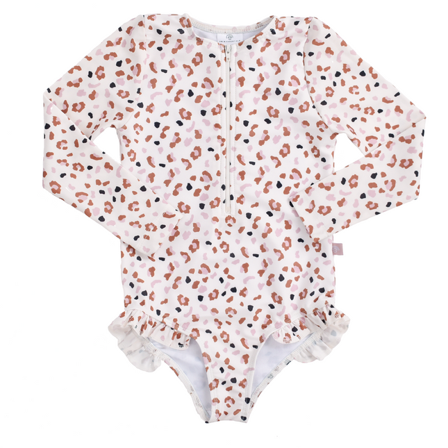 Swim Essentials Uv Costume da bagno Panther Print Off White Kahki