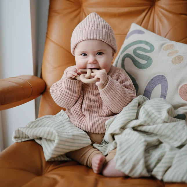 Cappello da bambino Mushie a maglia grossa Blush