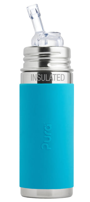 Pura Thermos Fiaschetta con cannuccia in acciaio inox 260Ml Set Aqua 4 pezzi