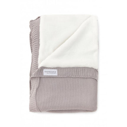 Bamboom Coperta per culla lavorata a maglia doppio orsacchiotto caldo grigio 75x100cm