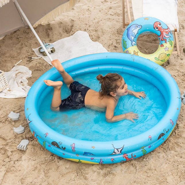 Swim Essentials Set da piscina con pallone da spiaggia e sabbia 3 pezzi