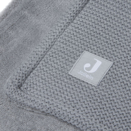 Coperta per culla Jollein Basic Knit Stone Grey/Fleece 75x100cm