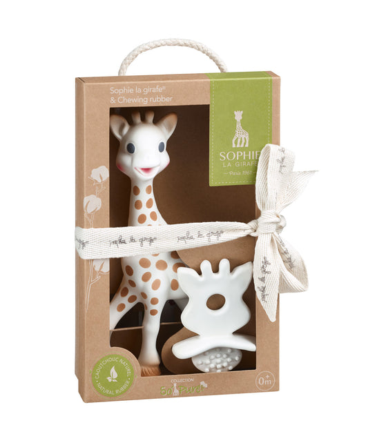 Anello di dentizione Sophie the Giraffe in puro caucciù per dentizione, confezione regalo con fiocco