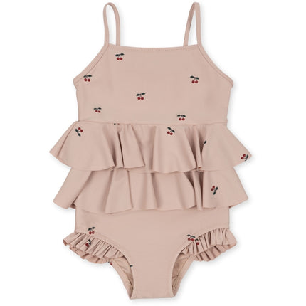 Konges Slojd Costume da bagno Kind Mancuna Frill Cherry Blush