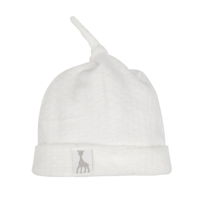 Cappello per bambini Sophie la Giraffa in velluto bianco sporco