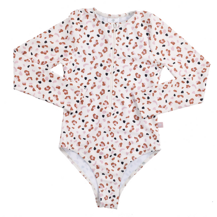 Swim Essentials Uv Costume da bagno Panther Print Off White Kahki