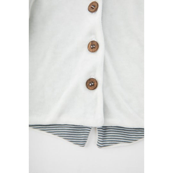 Bamboom Baby Cardigan con cappuccio in velluto bianco sporco