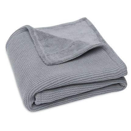 Coperta per culla Jollein Basic Knit Stone Grey/Fleece 75x100cm