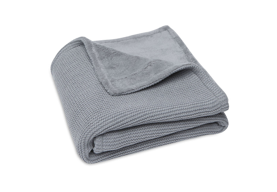 Coperta per culla Jollein Basic Knit Stone Grey/Fleece 75x100cm