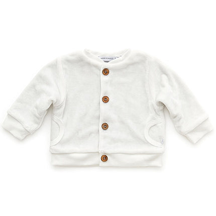 Bamboom Baby Cardigan in velluto bianco sporco