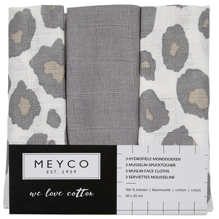 Meyco Mouth Cloth 3St Panther Neutral/Grey/Panter Neutral