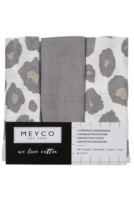 Meyco Mouth Cloth 3St Panther Neutral/Grey/Panter Neutral