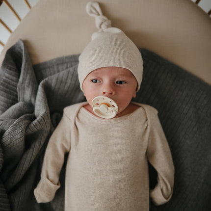 Coperta per culla Mushie a coste grigio scuro melange