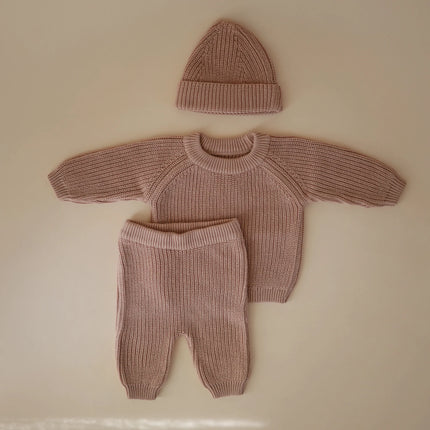 Cappello da bambino Mushie a maglia grossa Blush