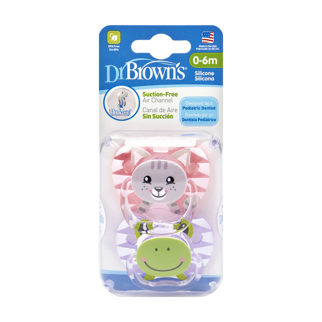 Il dott. Brown's Teat Stage 1 Pink confezione da 2 facce di animali