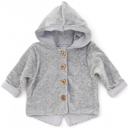 Bamboom Baby Cardigan Con Cappuccio Velluto Grigio Mele