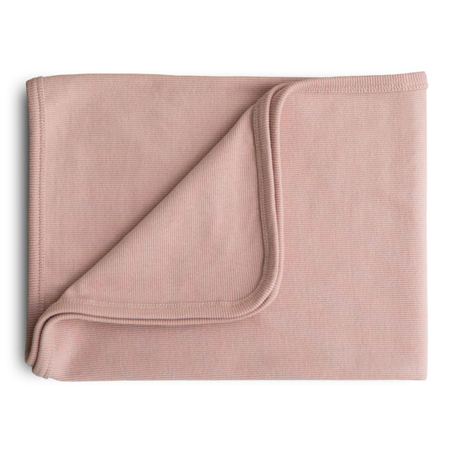 Coperta Mushie a coste Blush