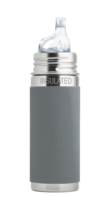 Pura Thermos Borraccia con beccuccio in acciaio inox 260Ml Set Grigio 4 pezzi