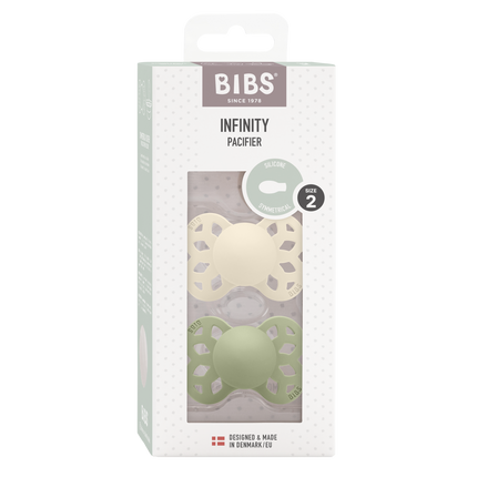 Ciuccio BIBS misura 2 in silicone simmetrico avorio/salvia 2 pezzi