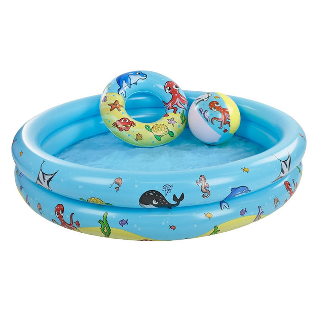 Swim Essentials Set da piscina con pallone da spiaggia e sabbia 3 pezzi