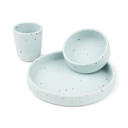 Set di stoviglie per bambini Done by Deer Confetti Blu 3 pezzi