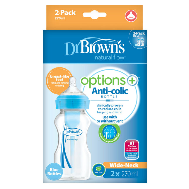 Il dott. Brown's Options + Bottiglia a collo largo 270ml duopack blu