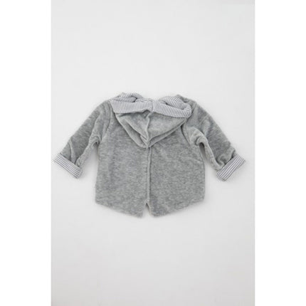 Bamboom Baby Cardigan Con Cappuccio Velluto Grigio Mele