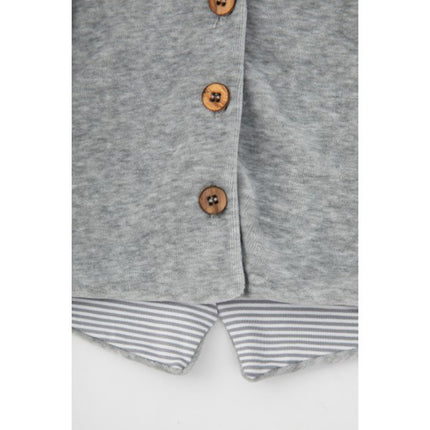 Bamboom Baby Cardigan Con Cappuccio Velluto Grigio Mele