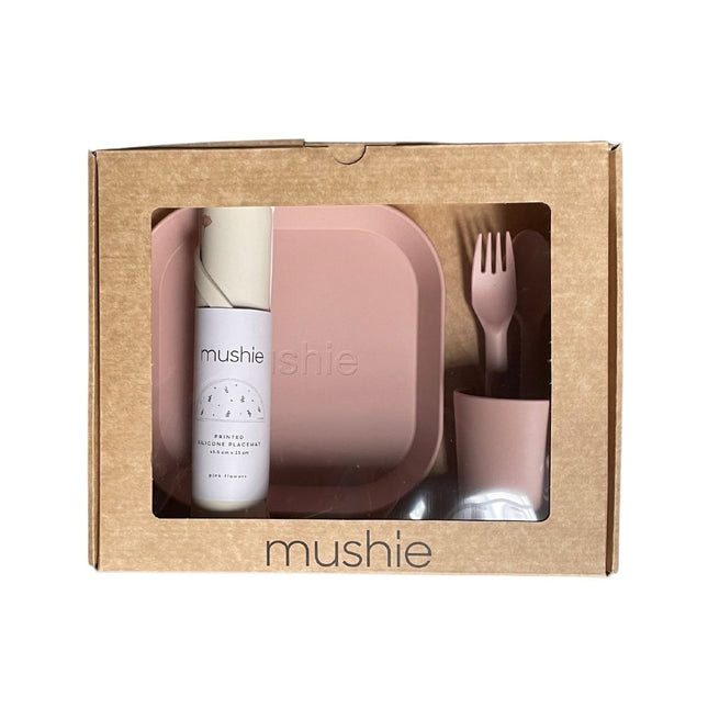 Mushie Giftbox Set di stoviglie per bambini Square Blush