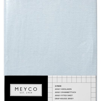 Meyco Lenzuolo a pieghe Jersey Azzurro 70x140/150 cm 2 pezzi